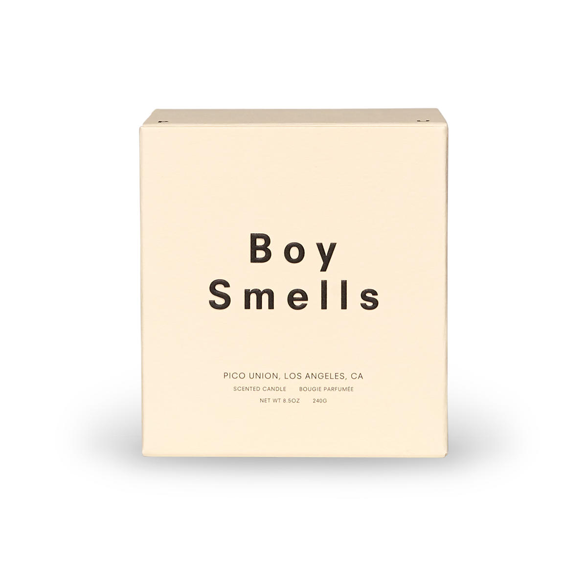 Boy smells California scented candle